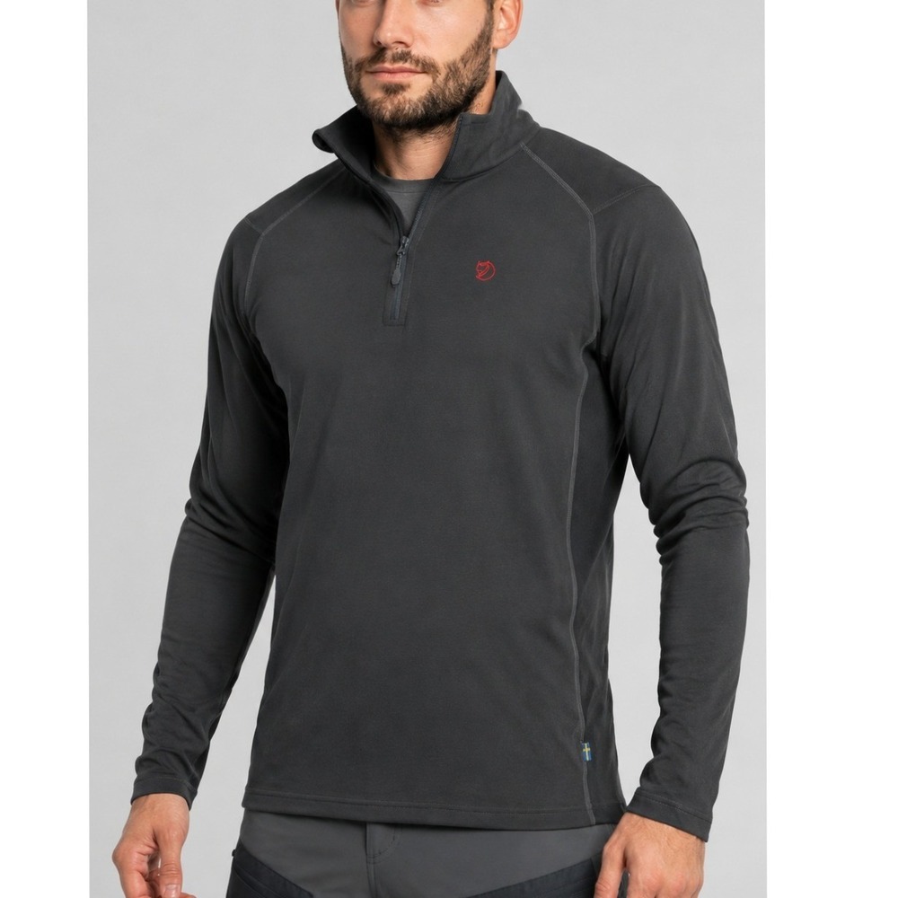 Fjallraven Pine Half Zip Men's Large Charcoal Dark Grey Microfleece Pullover